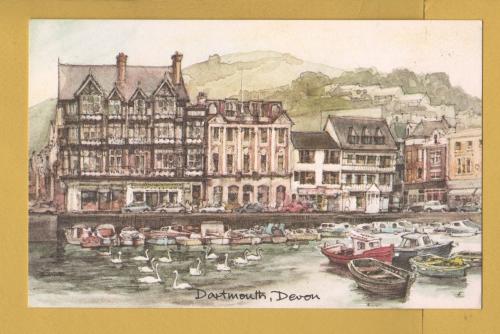`DARTMOUTH, Devon by David Skipp` - Postally Unused - Town & Country Prints Postcard.