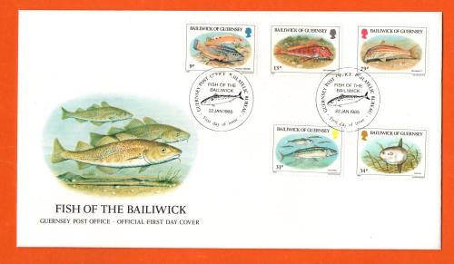 Bailiwick Of Guernsey - FDC - 1985 - Fish of the Bailiwick Issue - Official First Day Cover