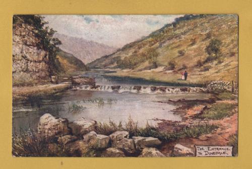 `Derbyshire Dales - `The Entrance to Dovedale` - Oilette - 1357` - Postally Unused - Raphael Tuck & Sons Postcard.