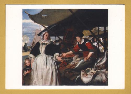 `Portrait of Adriana van Heusden and Her Daughter at the Fishmarket in Amsterdam, about 1662` - Postally Unused (although message written to rear) - National Portrait Postcard.