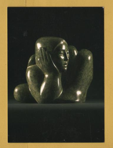 `Girl Curled by Michael Cooper` - Postally Unused (although message written to rear) - Michael Cooper & The Sir Charles Napier Restaurant Postcard.