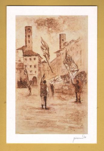 `The Flag Wavers of Alba by Gianni Do` - Postally Unused - Gallery Bookstore Postcard.