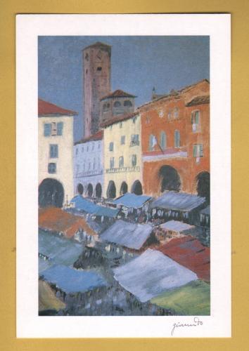 `Alba, Market in Piazza Duomo by Gianni Do` - Postally Unused - Producer Unknown Postcard.