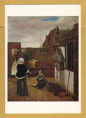 `A Woman and Her Maid in a Courtyard by Pieter de Hoogh` - Postally Unused - National Gallery Postcard.