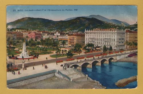 `Nice - Le Jardin albert ler et l`Embouchure du Paillon` - Postally Unused - Rostan & Munier Postcard.