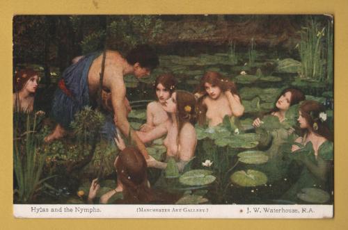 `Hylas and the Nymphs by J.W.Waterhouse R.A.` - Postally Unused - Eyre & Spottiswoode Postcard.