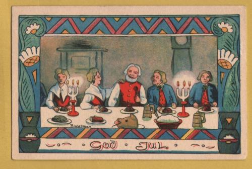 `GOD JUL (Merry Christmas) by R,Wallman - Swedish Postcard` - Postally Used-1977 - Nordic Art Stockholm Postcard.