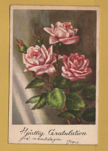 `Heartfelt Congratulation - Happy Names Day - Joyce` - Swedish Card - Postally Used-1946 - Haco Postcard.