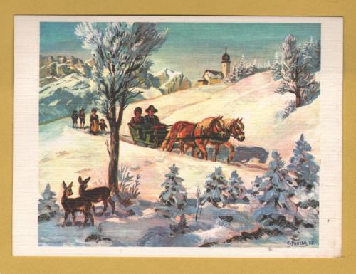 `Merry Christmas and Happy New Year by Charles Pasche`- Swedish Card - Postally Used-1970 - Mouth and Foot Painting Postcard.