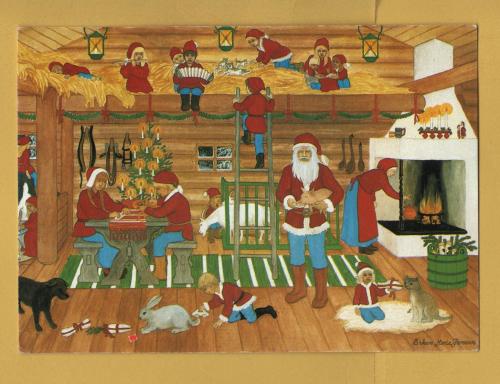 `Merry Christmas and Happy New Year by Erkers Marie Persson`- Swedish Card - Postally Used-1988 - Seven Art Postcard.
