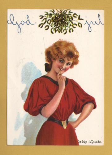 `Merry Christmas and Happy New Year by Jenny Nystrom`- Swedish Card - Postally Used-1984 - AE Postcard.