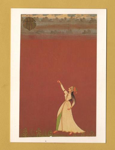 `Girl Flying a Kite - Gouache, Jodhpur c1760` - Postally Unused - Victoria and Albert Postcard.