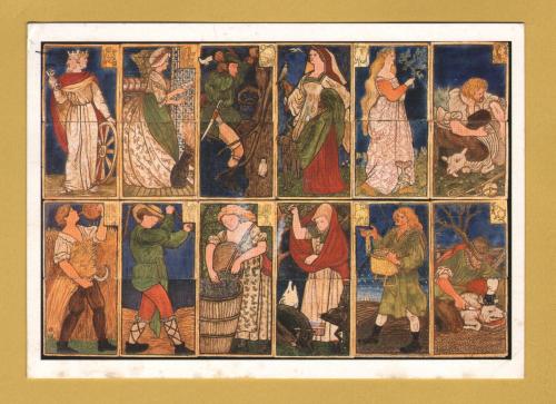 `The Months Tile Panel 1863 - Designed by Various, Painted by Lucy Faulkner` - Postally Used - Eden Print Postcard.