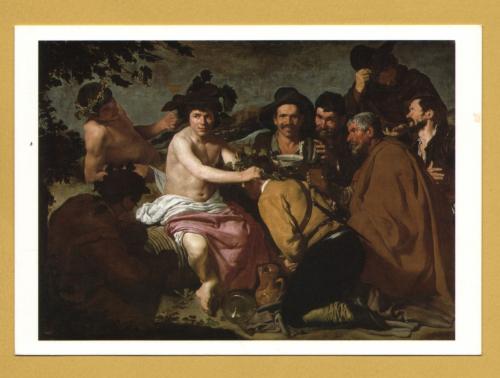 `The Drunkards or The Triumph of Baccus by Diego Velazquez` - Postally Unused (although message written to rear) - Museo del Prado Postcard.
