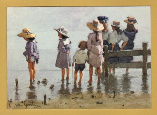 `Breakwater by Edouard van Goethem` - Postally Unused (although message written to rear) - Gallery Five Postcard.
