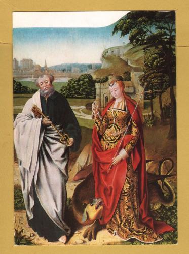 `Left Wing: St Peter and St Margaret with Dragon by The Master of the St Ursula Legend` - Postally Unused - Leeds Castle Postcard.