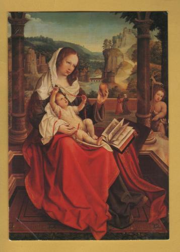 `Madrid, Museo del Prado - Madonna and Child by Bernard van Orly` - Postally Unused (although message written to rear) - Medici Society Postcard.