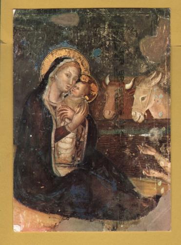 `Assisi, St Clara - Frescoof the XIV cent - Crib Our Lady with Child {detail}` - Postally Used-1995 - D.A.C.A Postcard.