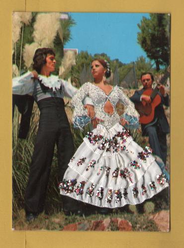 `Spanish Fabric Postcard` - Postally Unused (although mesage written to rear) - Savir Postcard.