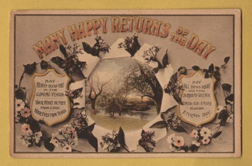 `Many Happy Returns Of The Day` - Orthochrome Series ZO4660 - Postally Unused - A & G Taylor. Postcard.
