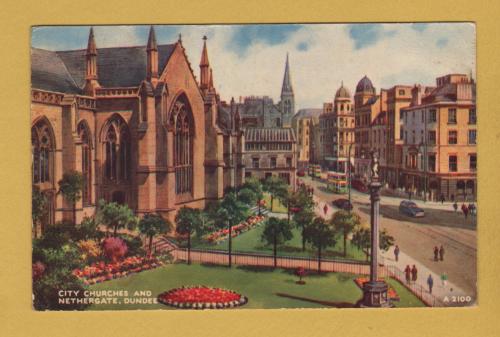 `City Churches and Nethergate, Dundee - A2100` - Postally Unused - Valentine`s `Art Colour Series` Postcard.