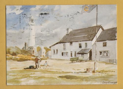 `The Farm House by Ley Kenyon` - Postally Used-1992 - Flat Holm Postcard.