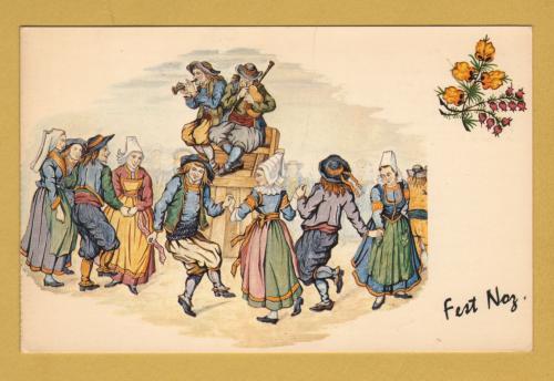 `Traditions of Brittany - FEZ NOZ (night festival)` - Postally Used-1980 - Y.R.Caudal Postcard.