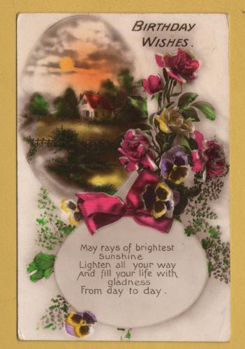 `Birthday Wishes` - Postally Used-1926 - Producer Unknown Postcard.