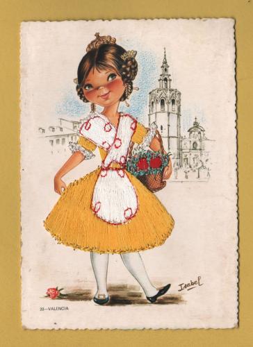 `Spanish Needlework Postcard by Isabel` - Valencia - Postally Used-1974 - Alcala Postcard.