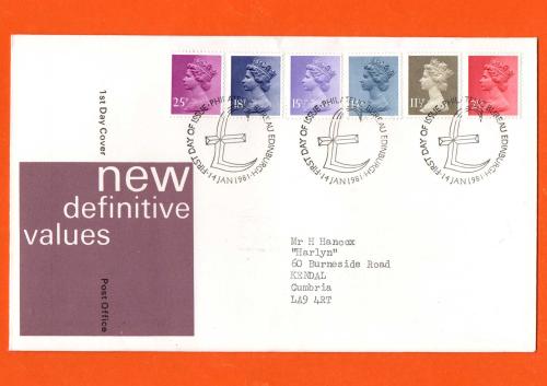 Post Office - FDC - 14th January 1981 - `New Definitive Values` - Addressed First Day Cover