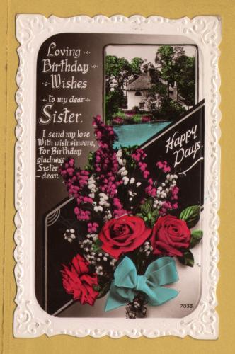 `Loving Birthday Wishes to my Dear Sister` - Postally Used-1936 - The Windsor Series Postcard.