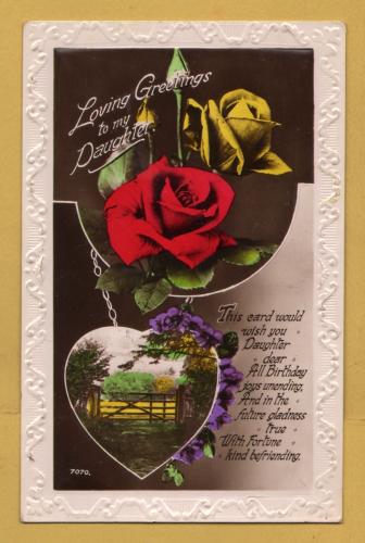 `Loving Greetings to my Daughter` - Postally Used-1936 - Producer Unknown Postcard.