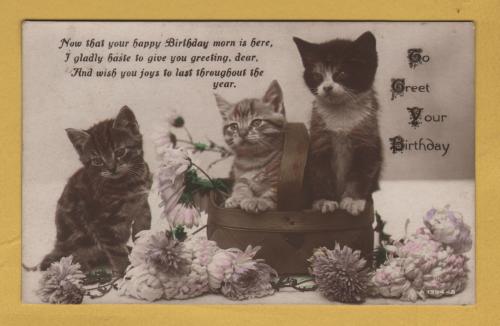 `To Greet Your Birthday` - Postally Used-1914 - Rotory Photo Postcard.