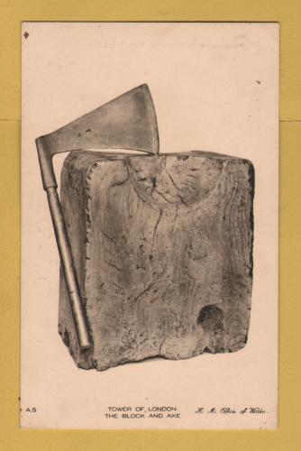 `Tower of London - The Block and Axe` - Postally Unused - H.M.Office of Works Postcard.