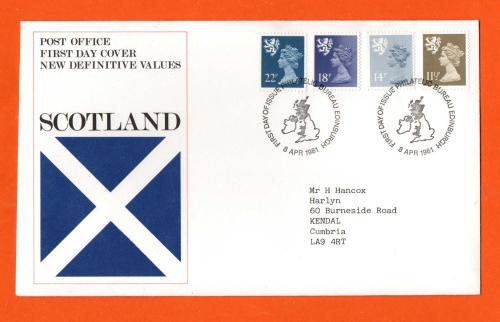 Post Office - Scotland - FDC - 8th April 1981 - `New Definitive Values` - Addressed First Day Cover