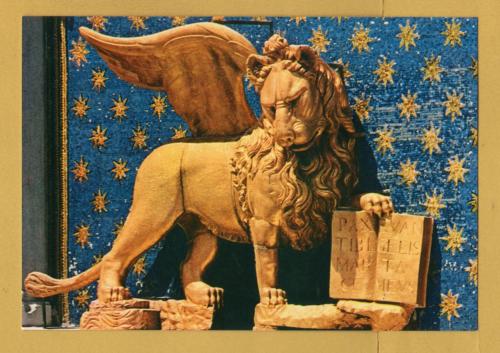 `Venice - S. Marks Lion - Detail of the Clock Tower` - Postally Unused - S. Marco Postcard.