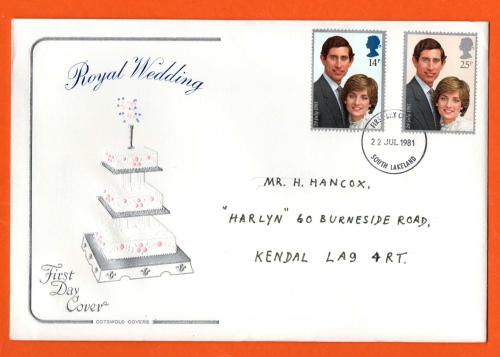 Cotswold - FDC - 22nd July 1981 - `Royal Wedding` - Addressed First Day Cover