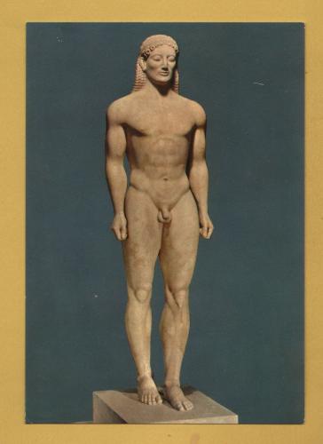 `Athens - National Arch. Museum - `Kouros Found in Anavyssos (520 BC)` - Postally Unused - B.Isaiah Postcard.