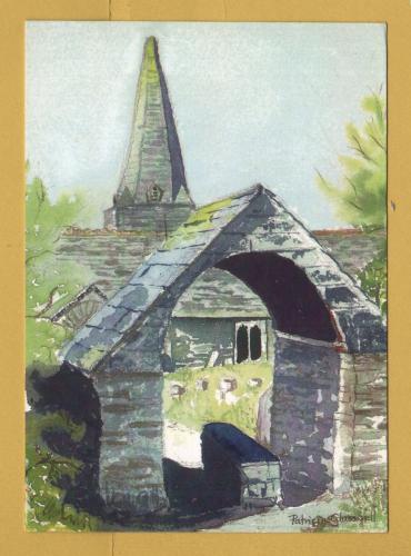 `St Endoc Church by Patricia Glasswell` - Postally Used-2008 - Quill Colour Postcard.
