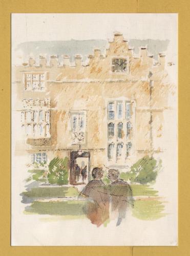 `Jesus College (The West Front, First Quad), Oxford` - Postally Unused (although message written to rear) - Royal Academy of Arts Postcard.