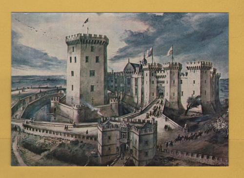 `Raglan Castle, Gwent, Reconstruction Drawing by Alan Sorrell` - Postally Unused - HMSO Postcard.