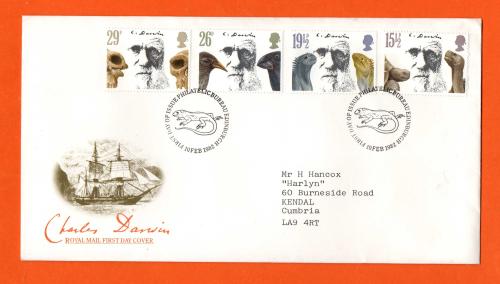 Royal Mail - FDC - 10th February 1982 - `Charles Darwin` - Addressed First Day Cover