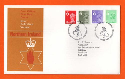 Post Office - Northern Ireland - FDC - 24th February 1982 - `New Definitive Values` - Addressed First Day Cover