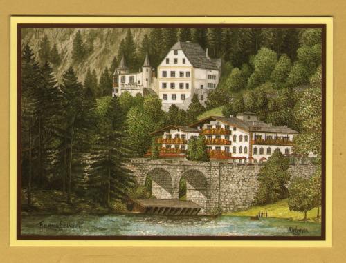 `Austria - `The Castle at Lake Fernstein by Rene Rietmeyer` - Postally Unused - Rene Rietmeyer Postcard.