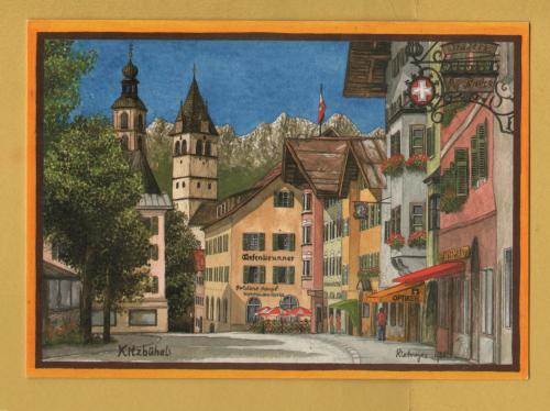 `Austria - `Kitzbuhel, Holiday Paradide in the Tyrol by Rene Rietmeyer`` - Postally Unused - Rene Rietmeyer Postcard.