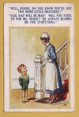 `Well, Bobbie, Do You Know....`Witty Comic` Series - 1250` - Postally Unused -(although message written to rear) - Bamford & Co. Postcard.