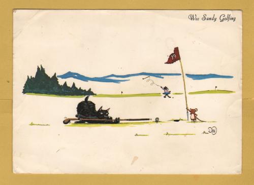 `Wee Sandy Golfing` - Postally Used - Dun-Mor Postcard