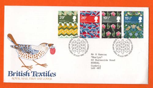 Royal Mail - FDC - 23rd July 1982 - `British Textiles` - Addressed First Day Cover