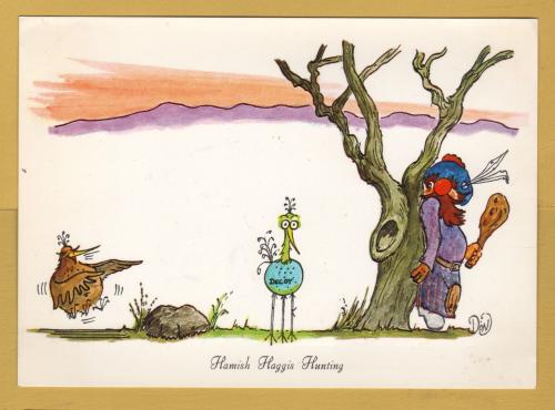 `Hamish Haggis Hunting` - Postally Unused - Don-Mor Postcard