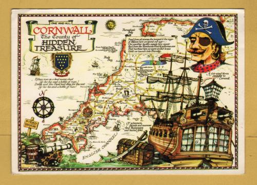 `Cornwall, The County of Hidden Treasure` - Postally Used-1969 - Murray King Postcard